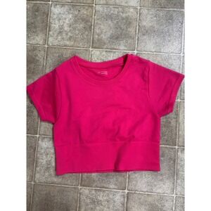 OFFLINE by Aerie Womens Seamless Short Sleeve Crop Top Hot Pink Size S